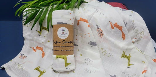 Sooki - Fox Rabbit Forest Animals Super Soft Bamboo Cotton (Muslin) Swaddle Blanket